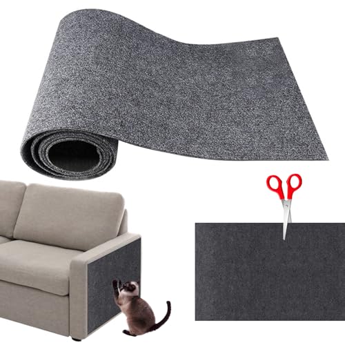 Sleeleece Selbstklebende Kratzmatte,DIY Trimmbarer Teppich Matte,Cat Scratching Mat,Kratzbrett Katzen,Katzen Kratzwand,Katzenkratzbretter für Schützt Teppiche Sofa Möbelschutz(Dunkelgrau,L) von Sleeleece