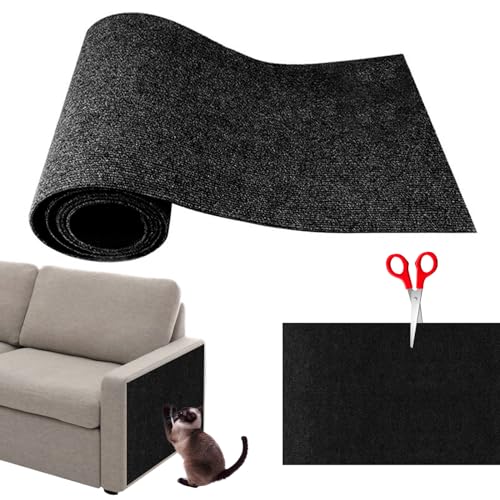 Sleeleece Selbstklebende Kratzmatte,DIY Trimmbarer Teppich Matte,Cat Scratching Mat,Kratzbrett Katzen,Katzen Kratzwand,Katzenkratzbretter für Schützt Teppiche Sofa Möbelschutz(Schwarz,S) von Sleeleece