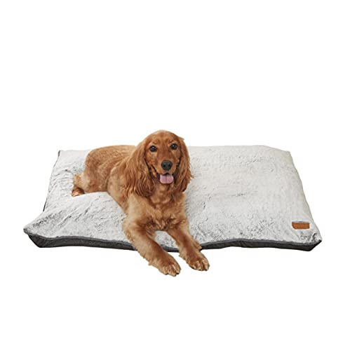 Sleepdown Haustiermatratze aus Kunstfell, leicht zu waschen, rutschfeste Unterseite, langlebig, Kratzfest, groß (100 x 70 x 12 cm) – Anthrazit von Sleepdown