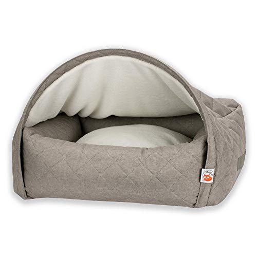 Sleepy Fox® - Premium Höhlenbett für Hunde und Katzen - Preisgekröntes, Patentgeschütztes Design (Beige Gesteppt, Small: 65w x 55d x 40h cm) von Sleepy Fox
