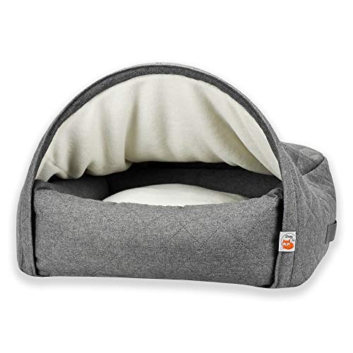 Sleepy Fox® - Premium Höhlenbett für Hunde und Katzen - Preisgekröntes, Patentgeschütztes Design (Grau Gesteppt, Large/XL: 110w x 85d x 65h cm) von Sleepy Fox
