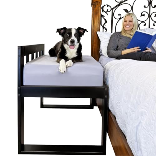 Bedside Petbed Cosleeper Hundebett-Verlängerung am menschlichen Bett befestigt, Plattform-Hundebett, Nachttisch, Katzenbett, erhöhtes Hundebett, großes Hundebett, Holz-Hundebett (hohes Profil) von Sleepy Hippo