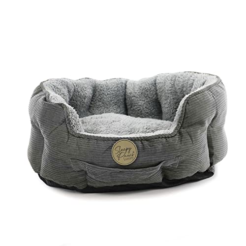 Sleepy Paws Ancol Ovales Bett für Hunde, 70 x 70 cm, graue Kordel und graues Teddy-Material von Sleepy Paws