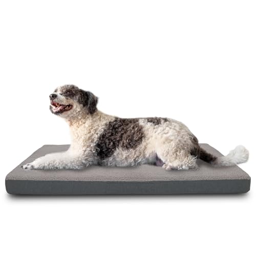 Sleezzz Petzzz Orthopädisches Hundekissen, Hundematratze, Hundebett, Memory Foam, Grau, Waschbarer Bezug (XL 120 x 85 x 10 cm) von Sleezzz