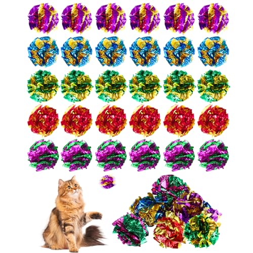 Sliverdew 30 Stück Interaktive Knisterball für Katzen 5,8 cm Katzenballspielzeug Bunte Katzen-Mylar-Knisterbälle Cat Crinkle Ball für Hauskatzen, um fit und aktiv zu bleiben Sliverdew 30 Stück Interaktive Knisterball für Katzen 5,8 cm Katzenballspielzeug Bunte Katzen-Mylar-Knisterbälle Cat Crinkle Ball für Hauskatzen, um fit und aktiv zu bleiben von Sliverdew