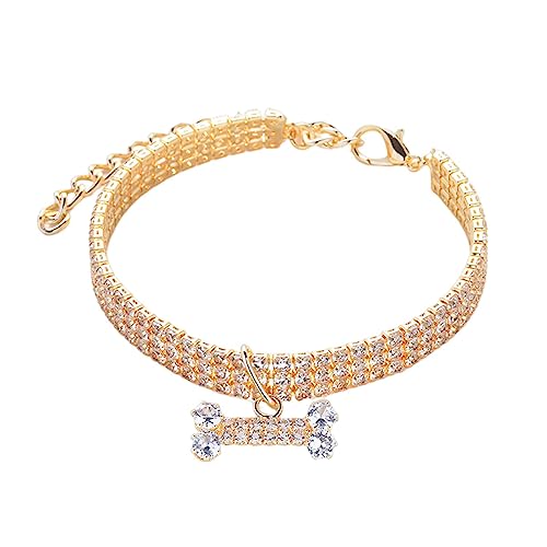 Haustierhalsband mit Diamanten, Bling Katze Hund Halsband, Strass Haustier Halsband Halskette Kristall Diamant,Knochenanhänger Hochzeitskatze und Hund Haustierhalskettenschmuck von Sloane