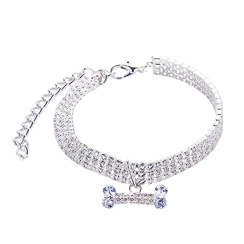 Haustierhalsband mit Diamanten, Bling Katze Hund Halsband, Strass Haustier Halsband Halskette Kristall Diamant,Knochenanhänger Hochzeitskatze und Hund Haustierhalskettenschmuck von Sloane