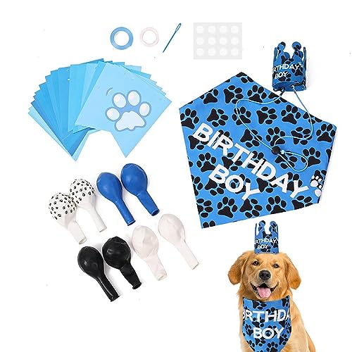 Hunde-Geburtstagsdekorationen | EIN komplettes Set mit kreativem Zubehör für die Geburtstagsfeier von Haustieren,Hunde-Geburtstags-Bandana für kleine und mittelgroße Hunde, als Dekoration für von Sloane
