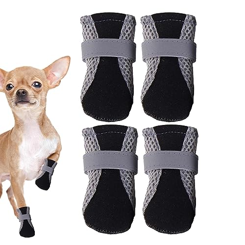 Hundelaufschuhe | Sommerwanderstiefel Mesh-Pfotenschutz - 4 Stück atmungsaktive Hundeschuhe, verstellbar, rutschfest, für Outdoor-Laufen, Spazierengehen, Sommerwandern von Sloane