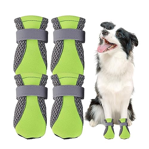 Hundewanderstiefel - Sommerwanderstiefel Mesh-Pfotenschutz,4 Stück atmungsaktive Hundeschuhe, verstellbar, rutschfest, für Outdoor-Laufen, Spazierengehen, Sommerwandern von Sloane