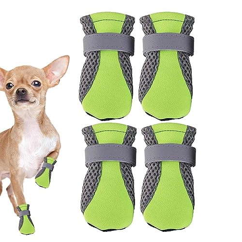 Kleine Hundeschuhe - Sommerwanderstiefel Mesh-Pfotenschutz,4 Stück atmungsaktive Hundeschuhe, verstellbar, rutschfest, für Outdoor-Laufen, Spazierengehen, Sommerwandern von Sloane