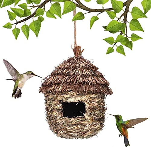 Kolibri-Haus | Grasvogelnest für Balkon,Kolibri-Hütte, gewebtes Vogelhaus zu Nisten, 22,9 x 17,8 cm Vogelnest für Baumdekoration im von Sloane