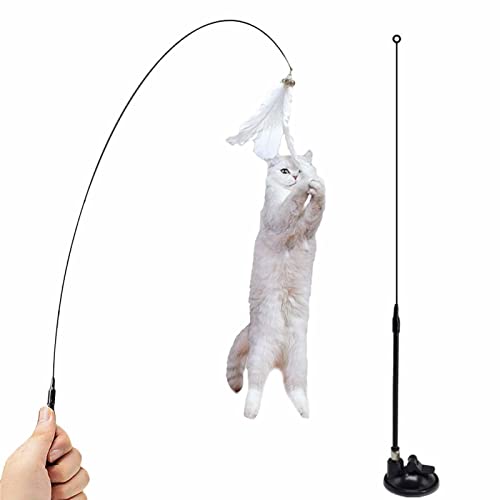 Katze Zauberstab Spielzeug - Saugnapf-Katzendraht-Spielzeug - Interaktives Katzenfederspielzeug für Katzen, Kätzchen-Zauberstabspielzeug mit Glocken und Federn, Abnehmbarer b Katze Zauberstab Spielzeug - Saugnapf-Katzendraht-Spielzeug - Interaktives Katzenfederspielzeug für Katzen, Kätzchen-Zauberstabspielzeug mit Glocken und Federn, Abnehmbarer b von Sloane