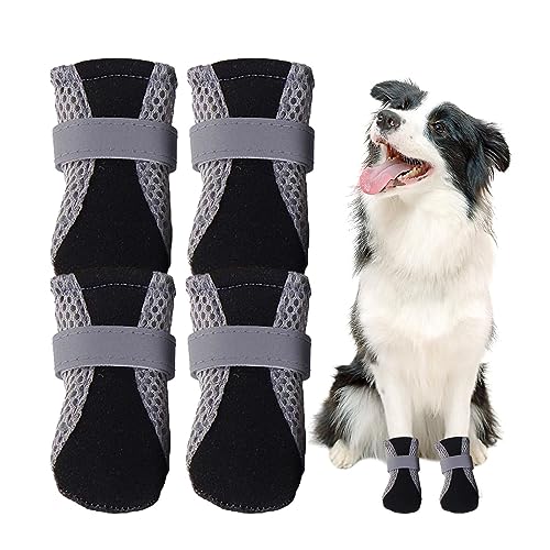 Sommer-Hundeschuhe, Sommerwanderstiefel Mesh-Pfotenschutz, 4 Stück atmungsaktive Hundeschuhe, verstellbar, rutschfest, für Outdoor-Laufen, Spazierengehen, Sommerwandern von Sloane