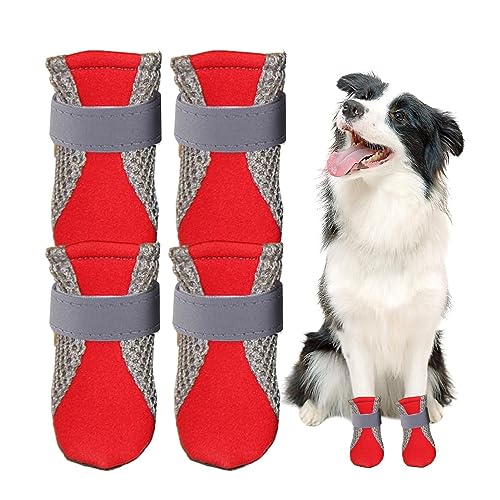 Sommer-Hundeschuhe | Sommer-Mesh-Pfotenschutz für Hunde | 4 Stück atmungsaktive Hundeschuhe, verstellbar, rutschfest, für Outdoor-Laufen, Spazierengehen, Sommerwandern von Sloane