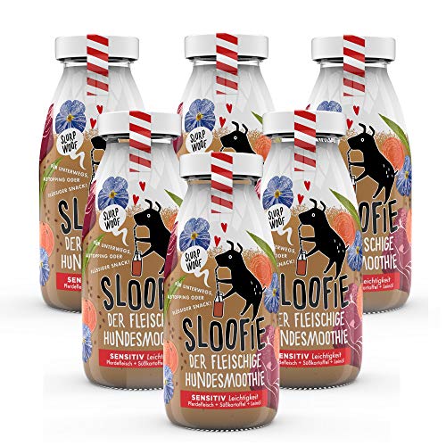 Sloofie Hundesmoothie Sensitiv Pferd – 6er Pack | Natürlicher Hundesnack im Glas, Barf Topping & Hundeeis | Made in Germany, ohne Getreide & Zucker von Sloofie - der Hundesmoothie