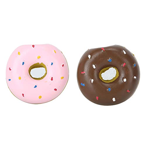 2PCS Hunde-Donut-Kauspielzeug, Latex-Haustier-Donut-Form, klingende Zähne, Reinigungsschutz, Kauen, Beißen, interaktives Trainingsspielzeug für Hunde, Quietschspielzeug von Sluffs