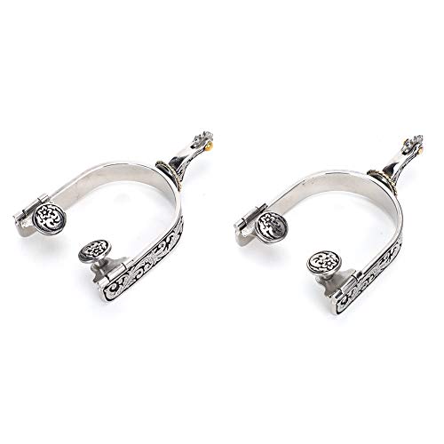 2PCS Stainless Steel Horse Spurs with Gear Spurs for Equestrian Competition Entertainment, West Cowboy Horse Boot Spurs Decoration for Boots Equestrian Equipment 2PCS Stainless Steel Horse Spurs with Gear Spurs for Equestrian Competition Entertainment, West Cowboy Horse Boot Spurs Decoration for Boots Equestrian Equipment von Sluffs