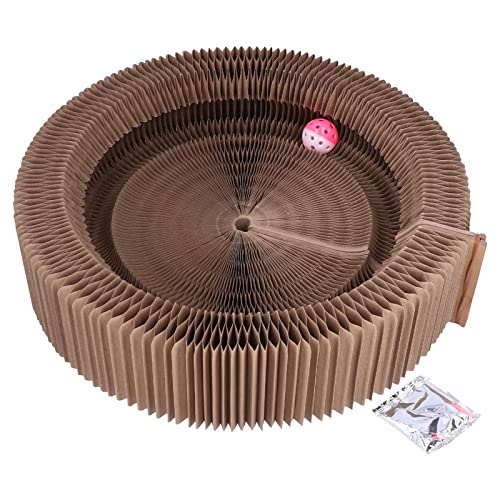 Katzenkratz-Loungebett, multifunktionales, zusammenklappbares, hochdichtes Kratzspielzeug aus Wellpappe, rundes Lounge-Bett für Katzen, Kätzchen, Beige Katzenkratz-Loungebett, multifunktionales, zusammenklappbares, hochdichtes Kratzspielzeug aus Wellpappe, rundes Lounge-Bett für Katzen, Kätzchen, Beige von Sluffs