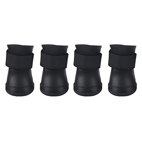 Sluffs 4er-Pack Silikon-Haustier-Hunde-Regenstiefel, Gummischuhe, Niedliche wasserdichte Stiefel Für Haustiere, Modische, rutschfeste Wanderschuhe(M-Schwarz) von Sluffs