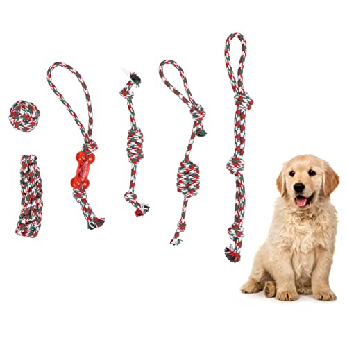 Sluffs 6 Stück weihnachtliches Kauspielzeug für Hunde, Hundeseilspielzeug, Welpen-Beißspielzeug für Hunde Kleiner und mittlerer Rassen, Welpen-Kauspielzeug zum Zahnen Sluffs 6 Stück weihnachtliches Kauspielzeug für Hunde, Hundeseilspielzeug, Welpen-Beißspielzeug für Hunde Kleiner und mittlerer Rassen, Welpen-Kauspielzeug zum Zahnen von Sluffs