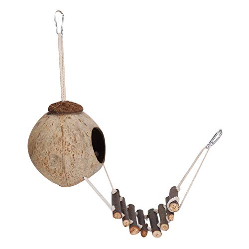 Sluffs Bird's Nest Hamster Breeding Nest Climbing Ladder Coconut Shell Hideaway Toy House- Small Animals House Pet Cage Habitats Decor von Sluffs
