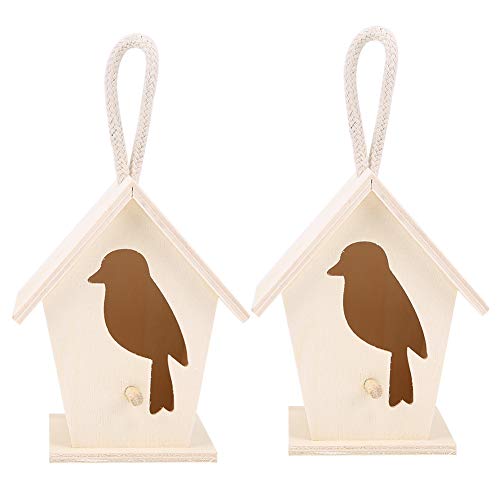 Sluffs Vogelhaus, Vogelkäfig, 2 Stück, Zum Aufhängen Im Freien, Holz-Vogelhaus, Hinterhof-Vogelhaus-Set, Vögel, Nistkästen, Kunsthandwerk, Ornament, Gartendekoration Zum Basteln/Gestalten, Dekorhaus von Sluffs