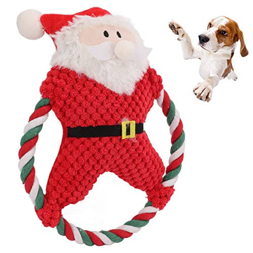 Sluffs Weihnachtsspielzeug für Hunde, Weihnachtsmann, gefülltes Quietschspielzeug für Hundewelpen, Plüsch für große, mittelgroße und kleine Hunde, interaktives, langlebiges Kauspielzeug für Hunde von Sluffs