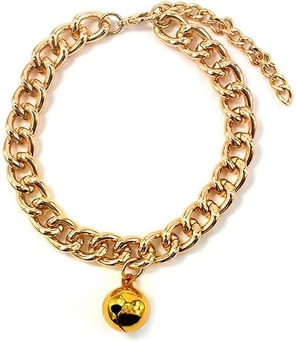 Goldenes Haustierhalsband, Hundehalsband, Goldkette, Halskette mit Glöckchen für Katze, Hund, Schmuck, Kleidung, Zubehör, einfache Halsbänder von Sluswallow