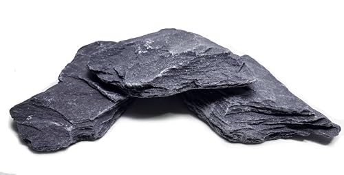 Natürliche Schiefersteine, extra groß, 20,3 bis 25,4 cm, aus den USA bezogen, hochwertiges Dekor für Aquarien, Aquascaping, Terrarien, Paludarien, Nanotanks und Reptiliengehege (3,6–4,1 kg) von Small World Slate & Stone