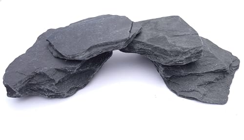 Natürliche Schiefersteine, groß, 12,7 bis 17,8 cm, hochwertiges Dekor für Aquarien, Aquascaping, Terrarien, Paludarien, Nanotanks und Reptiliengehege von Small World Slate & Stone