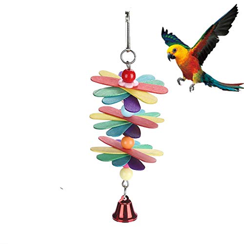 Hölzerne Popsicle Sticks Spielzeug mit bunten Perlen & Metall Bell für Vögel Papagei Sittich Nymphensittich Lovebird Kauen Schleifen Zähne Pet Cage Supplies von Smandy