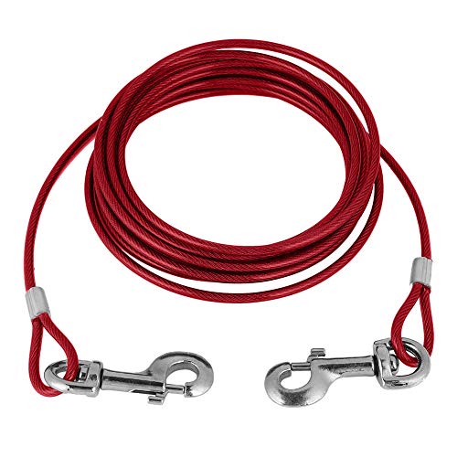 Hofleine für Hunde, 16.4ft Haustier Hund Krawatte Kabel Lange Stahldraht Hundeleine Doppelköpfe Kauen Beständig Tieout Leine Outdoor Camping Picknick Starke Pet Sicherheit Seil (Rot) von Smandy