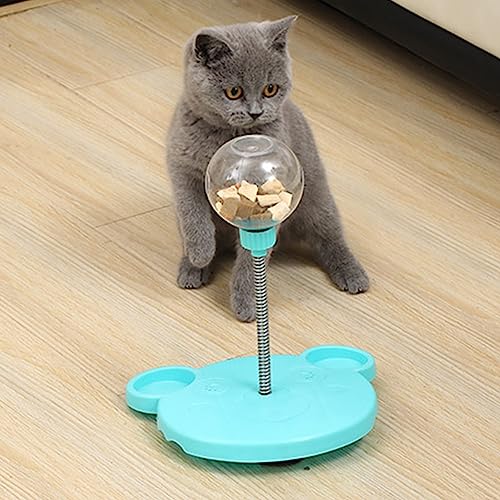 Smandy Cat Treat -Spender Spielzeug, Plastikbären -Design, Interaktiver Rollbaumschienenfuttermittel für Katzen und Kleine Hunde (Blue) von Smandy