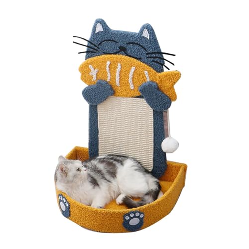 Smandy Katzenkratzbrett mit Fisch-Essen, Kratzbrett mit Hängendem Ball, Interaktive Katzenstation, Zusammenfütterungs-Katzenkratzbrett für Katzen Smandy Katzenkratzbrett mit Fisch-Essen, Kratzbrett mit Hängendem Ball, Interaktive Katzenstation, Zusammenfütterungs-Katzenkratzbrett für Katzen von Smandy