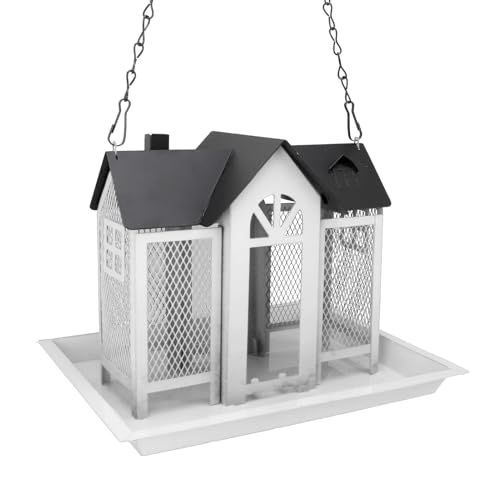 Smandy Outdoor -Vogel -Fütterungshaus, Metallnetz Birdfeeder mit Anti -Eichhörnchen -Käfig für Hinterhof Wildvögel, die Fütterung Anziehen (White) von Smandy