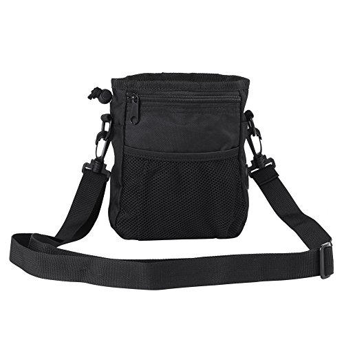 Smandy Pet Treat Bag Hund Gehorsam Training Taille Pouch Tasche Pet Food Snack Kleinigkeiten Aufbewahrungstaschen mit Schulter Taillengurt und integriertem Poop Bag Dispenser(schwarz) von Smandy