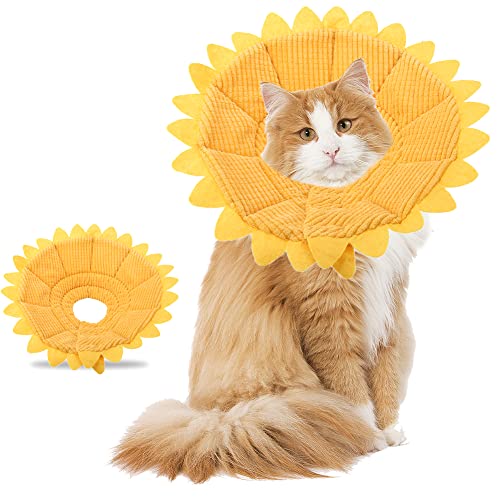 Schutzkragen Halskrause Pet Recovery E Collar Baumwolle Sunflower Collar Neck Cone Kegelkragen Pet Protective Collar für Hund und Katze von Smandy
