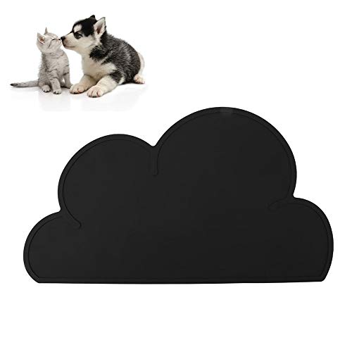 Smandy Silikon Futtermatten Wasserdicht rutschfest Tiernahrung Matte Wolke Form Platzdeckchen Napfunterlage für Katze und Hund, 46,8 x 22,8 cm(Schwarz) von Smandy