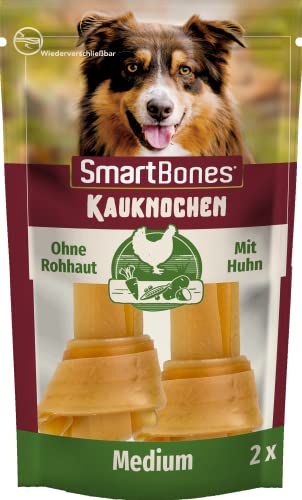 SmartBones Kauknochen Medium - Kausnack mit Huhn für mittelgroße Hunde, Knochen mit weicher Textur, ohne Rohhaut, 2 Stück von SmartBones