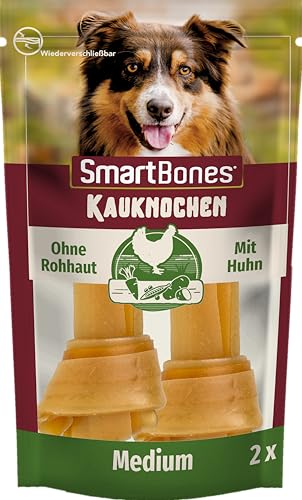 SmartBones Kauknochen Medium - Kausnack mit Huhn für mittelgroße Hunde, Knochen mit weicher Textur, ohne Rohhaut, 2 Stück von SmartBones