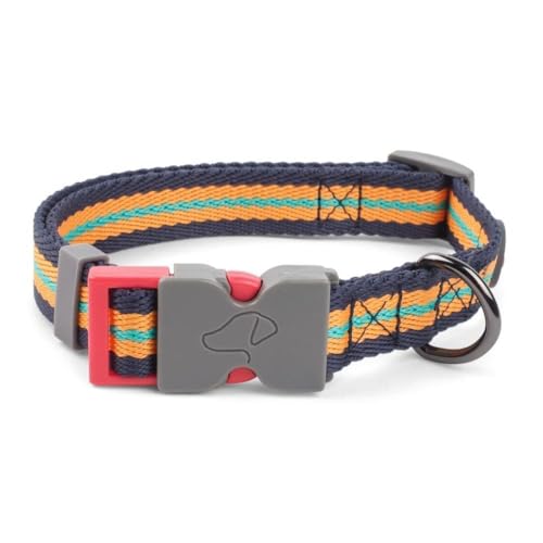 Zoon Walkabout Hundehalsband, Oxford-Design, Blau, Orange, Grün, Streifen (L) von Smart Garden