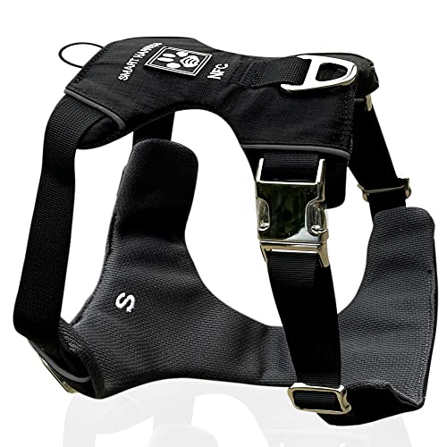 Hundegeschirr, verstellbar, strapazierfähig, Outdoor-Qualität, mit Metallschnallen, NFC-fähig (groß, schwarz) von Smart Harness