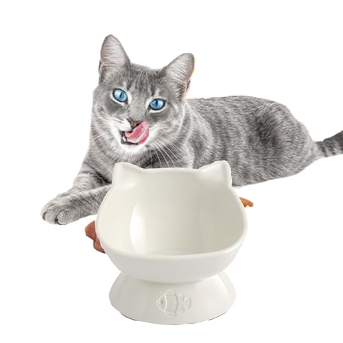 Smart Paws Erhöhter Futternapf für Katzen, Kunststoff, mit rutschfester Unterseite, Fischform, cremefarben von Smart Paws