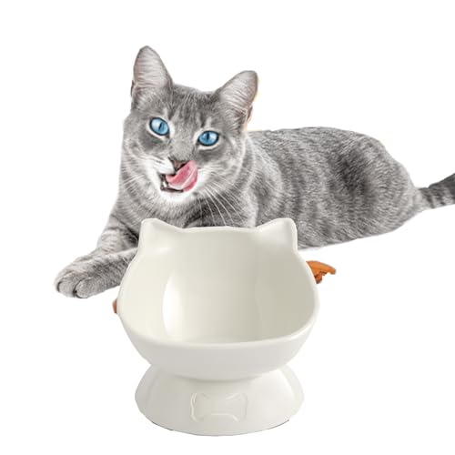 Smart Paws Erhöhter Futternapf für Katzen, Kunststoff, mit rutschfester Unterseite, Knochenform, cremefarben von Smart Paws