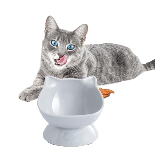 Smart Paws Erhöhter Katzennapf Welpennapf aus Kunststoff mit rutschfester Unterseite in Knochenform, Grau von Smart Paws