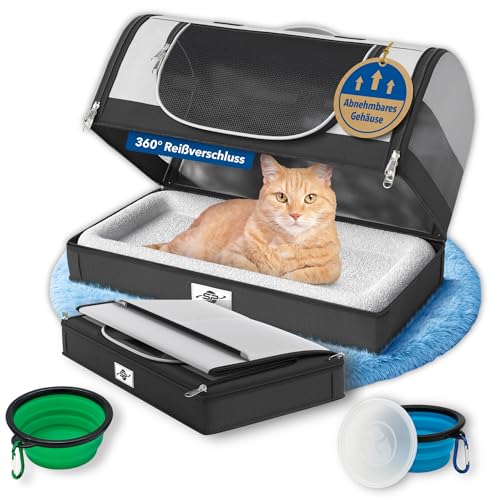 Katzentransportbox faltbar & stabil mit abnehmbaren Boden – Transporttasche für Katzen & kleine Hunde bis 8 kg inkl. 2 Näpfe, Schultergurt, Sicherheitsleine, Belüftung, Reflektoren Katzentransportbox faltbar & stabil mit abnehmbaren Boden – Transporttasche für Katzen & kleine Hunde bis 8 kg inkl. 2 Näpfe, Schultergurt, Sicherheitsleine, Belüftung, Reflektoren von Smart-Planet