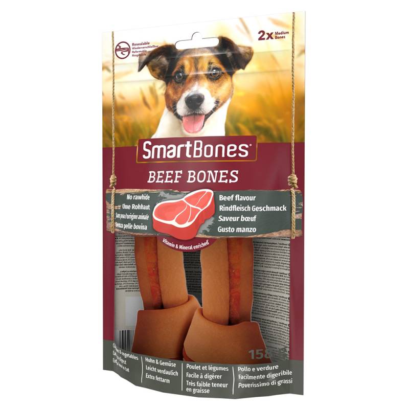 2 + 1 gratis! 3 x SmartBones Kausnacks - Knochen mit Rind für mittelgroße Hunde (3 x 2 Stück) von SmartBones