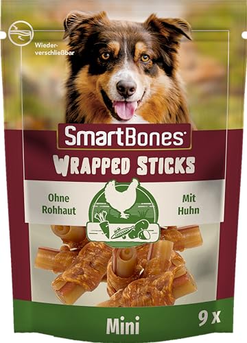 SmartBones Chicken Wrapped Sticks Mini - Hundesnack mit Huhn für kleine Hunde, Kaustangen mit weicher Textur, ohne Rohhaut, 9 Stück von SmartBones
