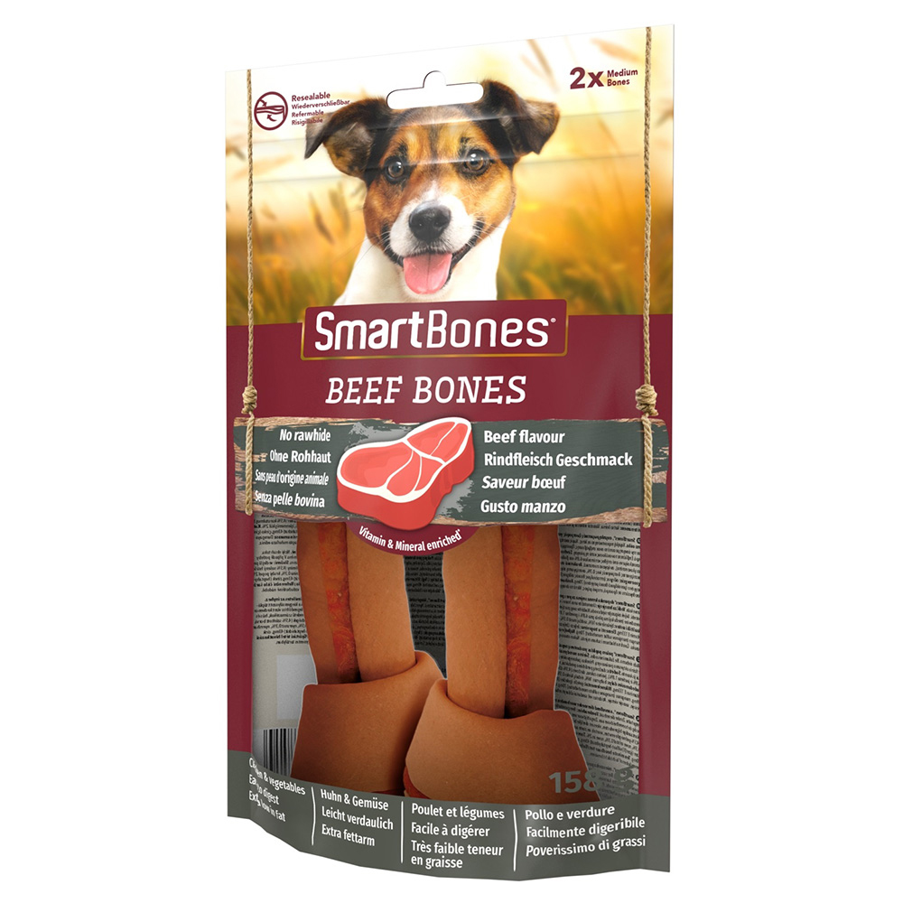 SmartBones Hundeknochen für mittelgroße Hunde mit Rind - Sparpaket: 2 x 2 Stück SmartBones Hundeknochen für mittelgroße Hunde mit Rind - Sparpaket: 2 x 2 Stück von SmartBones